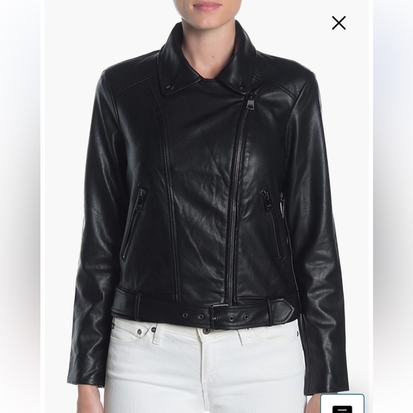 Elodie Jackets & Blazers - ELODIE Faux Leather Motto Jacket Size Small